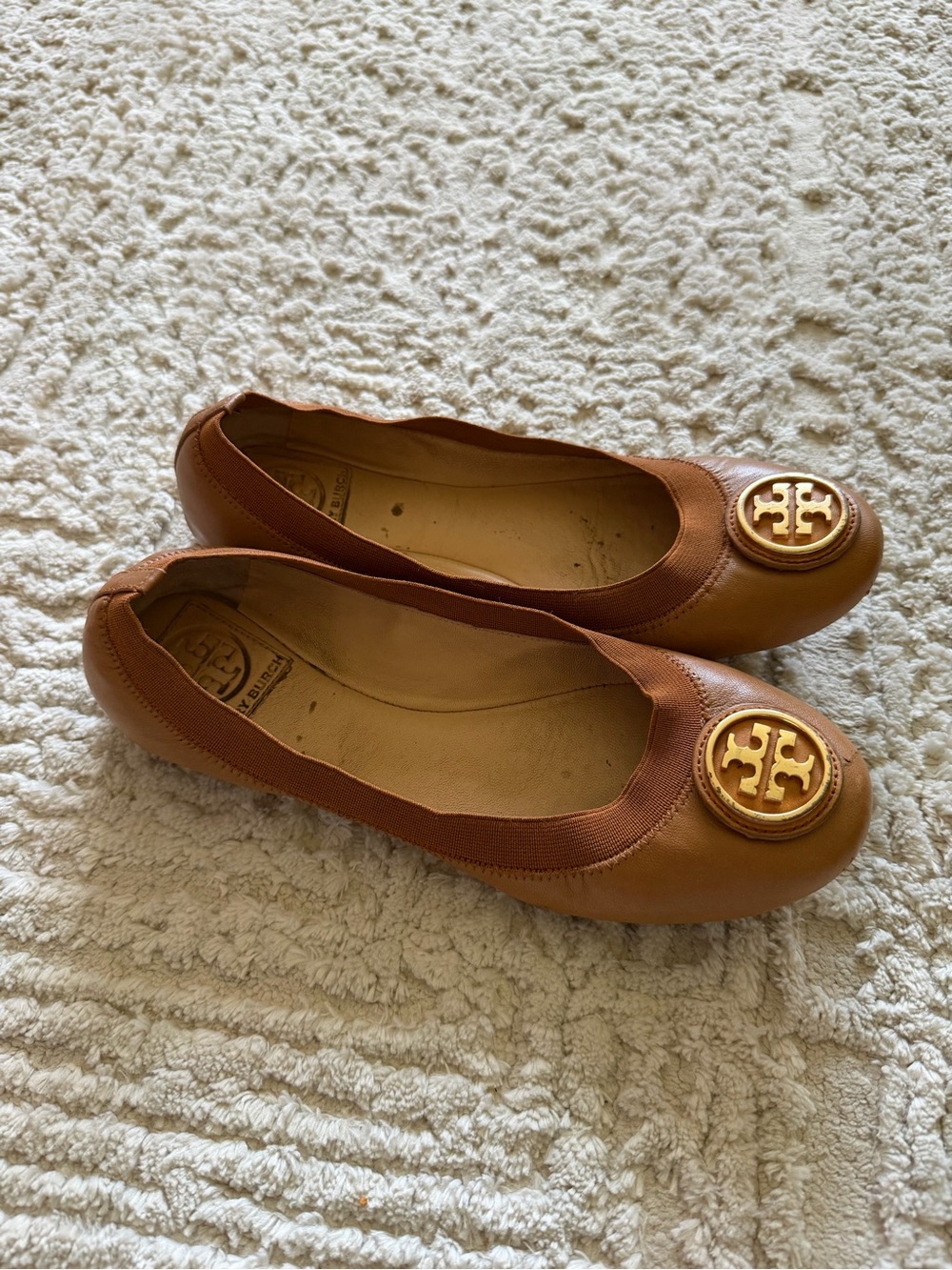 Tory Burch Caroline ballet flats tan leather
